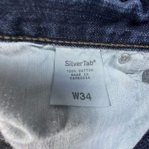 Levis Silvertab Shorts Mens 34 Blue 12" Grunge Denim Jean Shorts Jorts Y2K - Picture 11 of 13